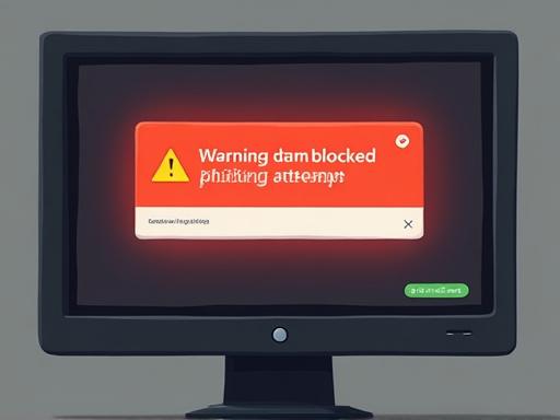 Warning notification on a screen blocking a phishing attempt